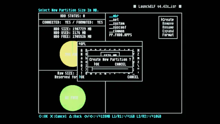 Screenshot from wLaunchELF HDD Manager