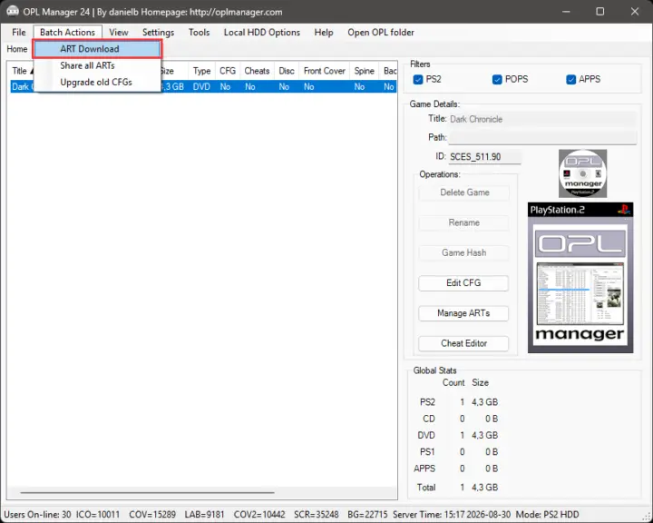 Screenshot from OPL Manager
