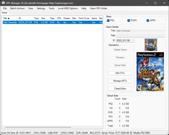 Screenshot from OPL Manager
