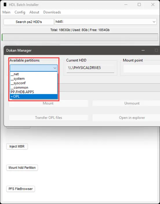 Screenshot from HDL Batch Installer