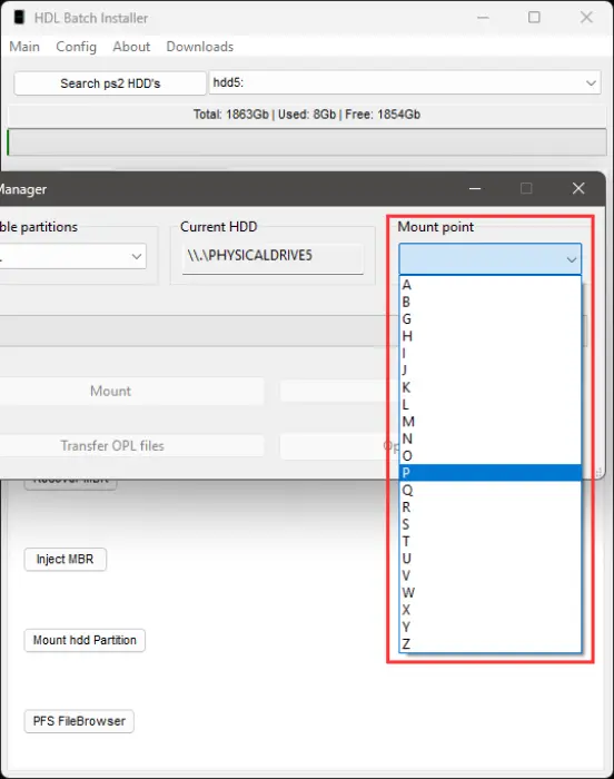 Screenshot from HDL Batch Installer